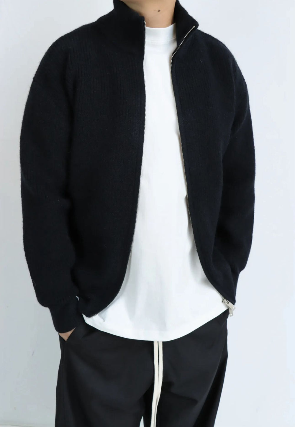Maglione Full Zip Nero - Duca Homme