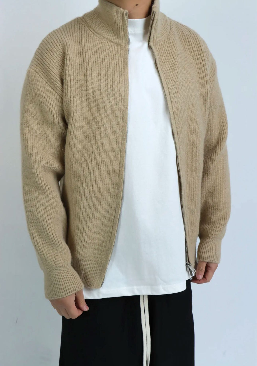 Maglione Full Zip Beige - Duca Homme