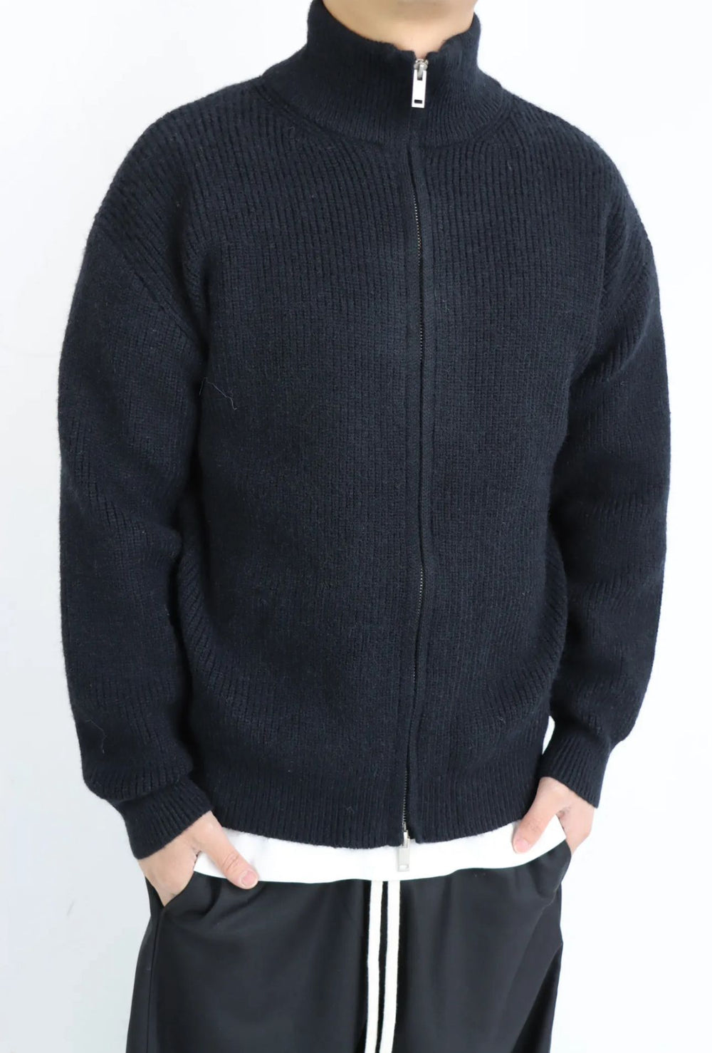 Maglione Full Zip Nero - Duca Homme