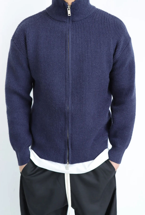 Maglione Full Zip Blu scuro - Duca Homme