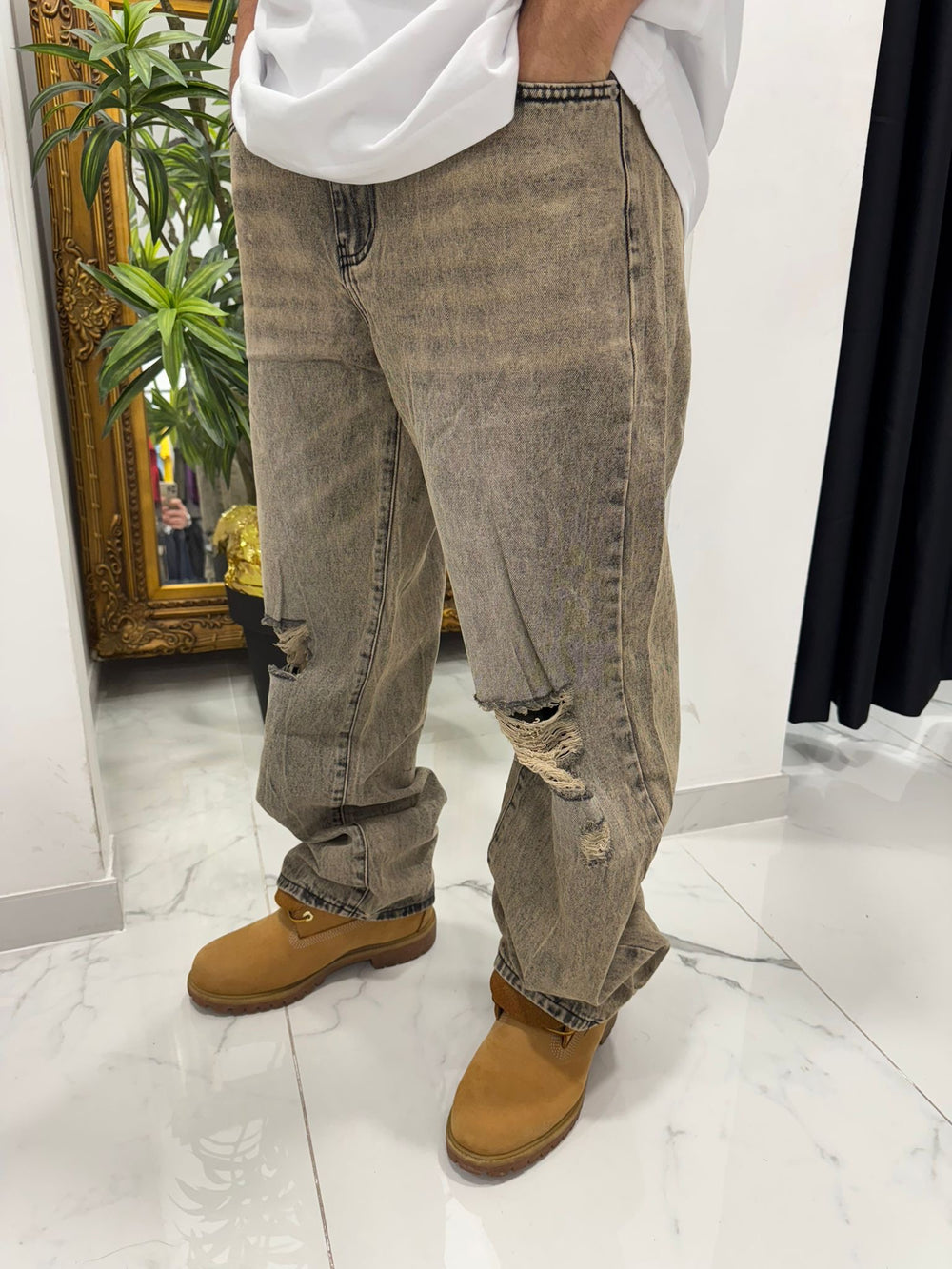 Jeans Baggy Uomo Duca Homme | Denim Grigio Loose Fit | Gamba Larga