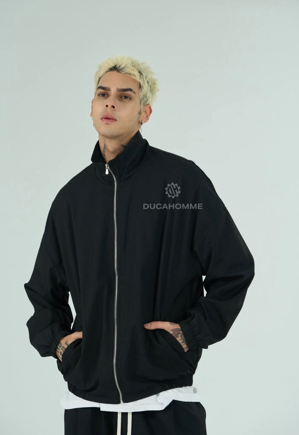 Completo Tuta Nera Baggy Duca Homme | Felpa Pantalone Streetwear