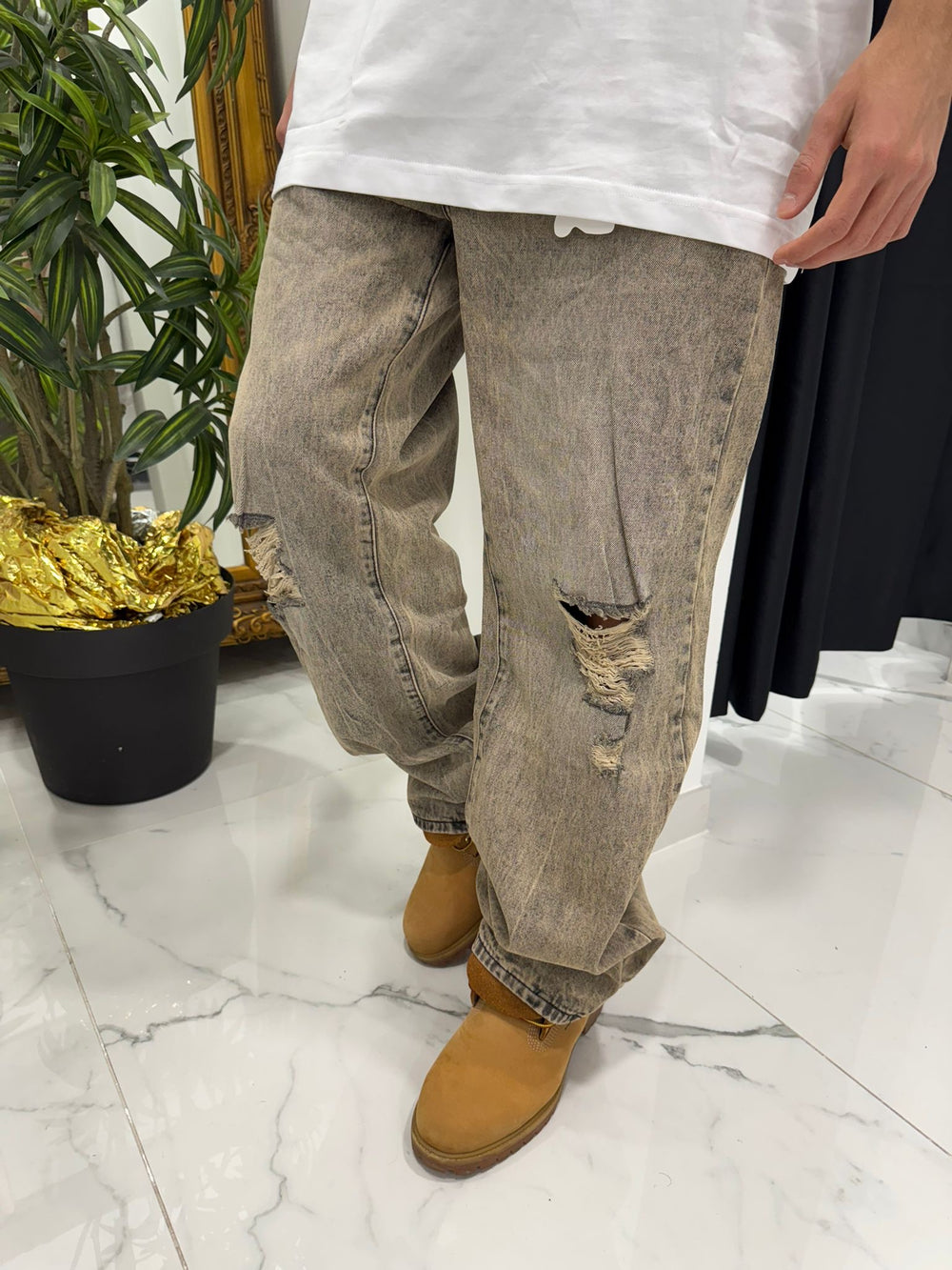 Jeans Baggy Uomo Duca Homme | Denim Grigio Loose Fit | Gamba Larga