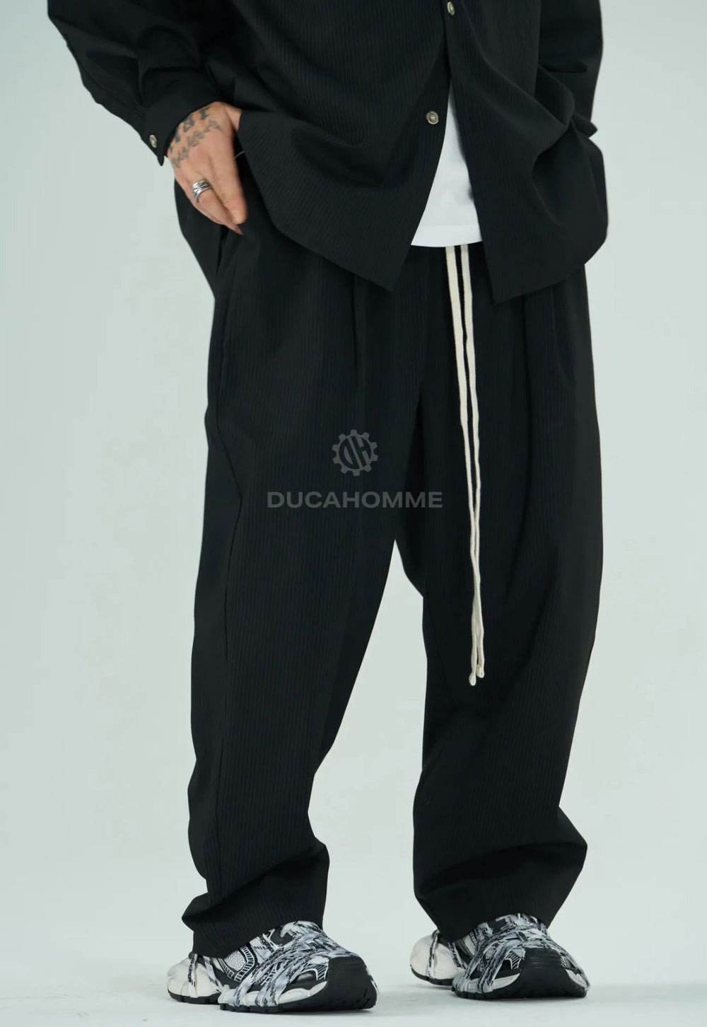 Completo Tuta Nera Baggy Duca Homme | Felpa Pantalone Streetwear